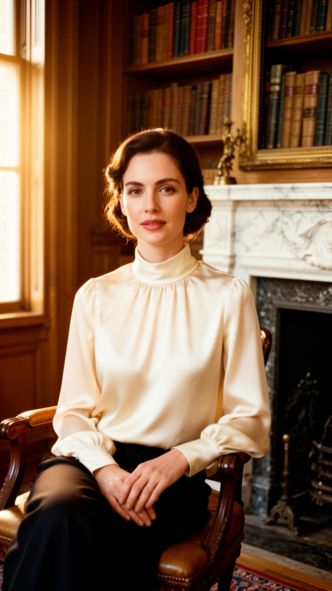 Founder portrait in an antique library